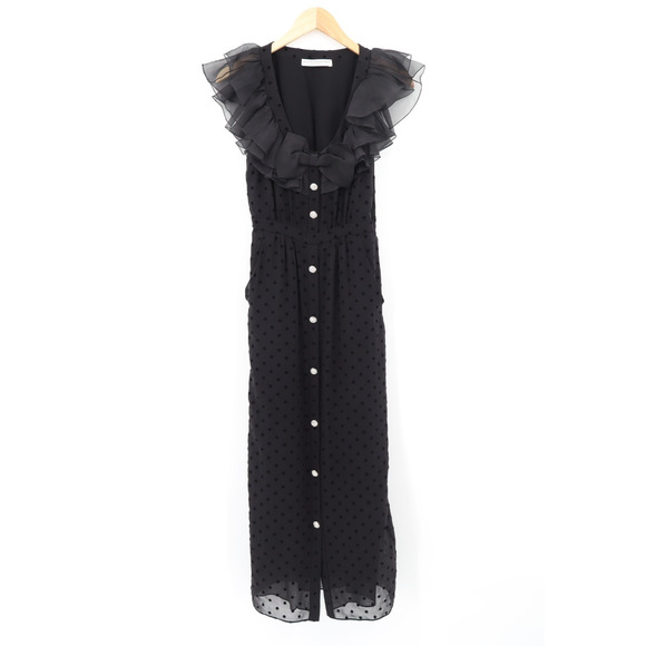 Alessandra Rich Dresses & Skirts - Alessandra Rich Women's Silk/Lace Polka Dot Midi Dress Black Sz 38 US Sz 2